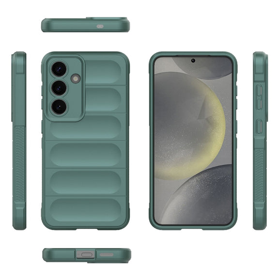 For Samsung Galaxy S25 5G Magic Shield TPU + Flannel Phone Case(Dark Green)