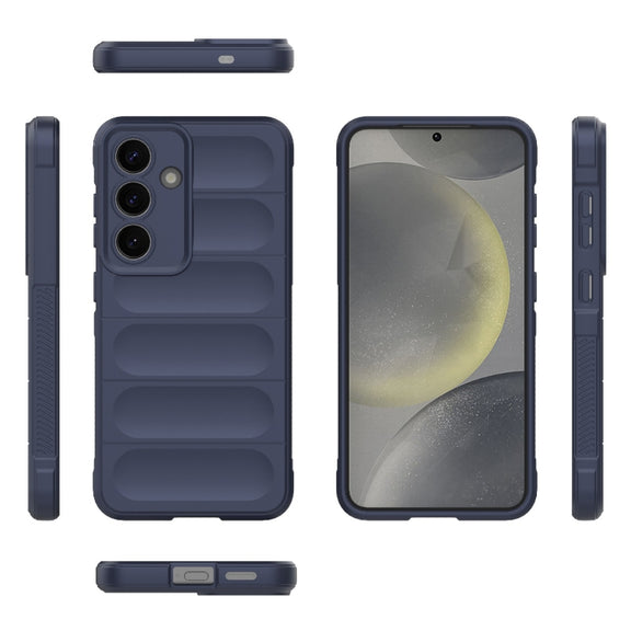 For Samsung Galaxy S25 5G Magic Shield TPU + Flannel Phone Case(Dark Blue)