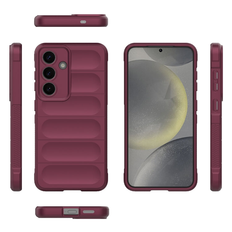 For Samsung Galaxy S25 5G Magic Shield TPU + Flannel Phone Case(Wine Red)