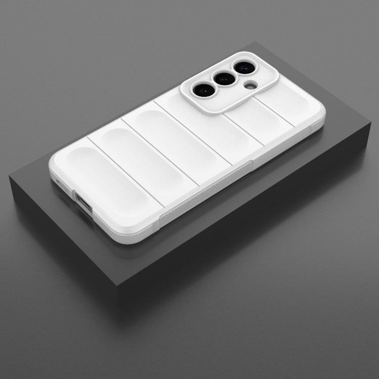 For Samsung Galaxy S25 5G Magic Shield TPU + Flannel Phone Case(White)