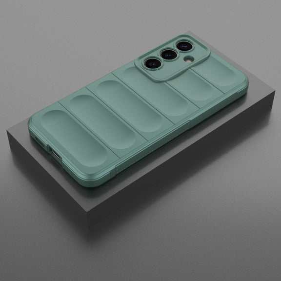 For Samsung Galaxy S25+ 5G Magic Shield TPU + Flannel Phone Case(Dark Green)
