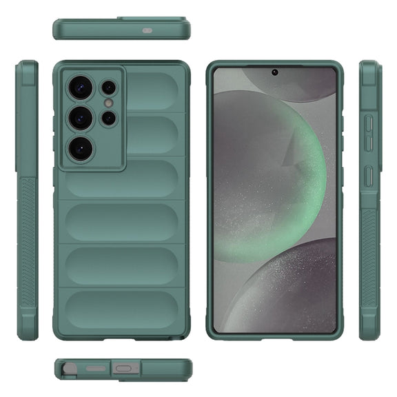 For Samsung Galaxy S25 Ultra 5G Magic Shield TPU + Flannel Phone Case(Dark Green)