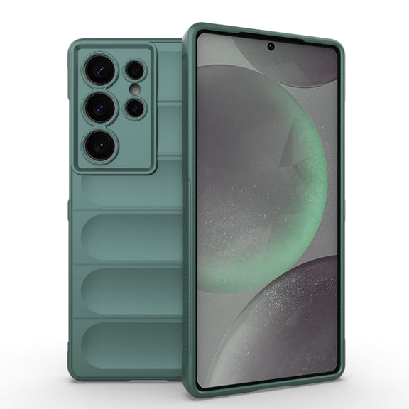For Samsung Galaxy S25 Ultra 5G Magic Shield TPU + Flannel Phone Case(Dark Green)