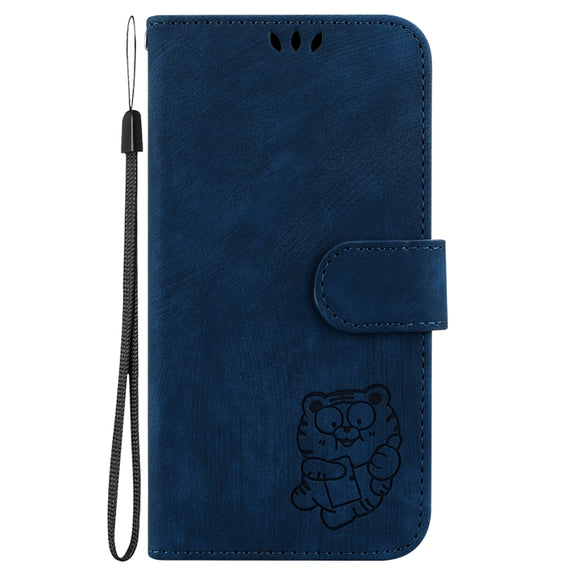 For Redmi K70 / K70 Pro Little Tiger Embossed Leather Phone Case(Dark Blue)