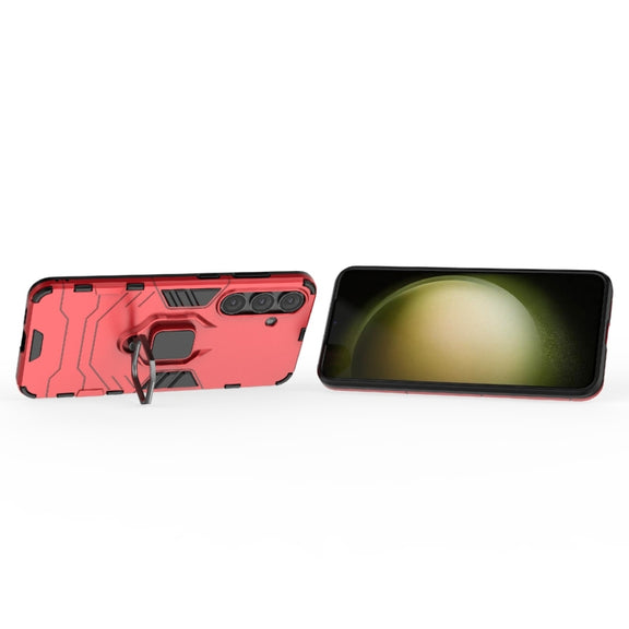 For Samsung Galaxy S25+ 5G PC + TPU Shockproof Protective Phone Case with Magnetic Ring Holder(Red)