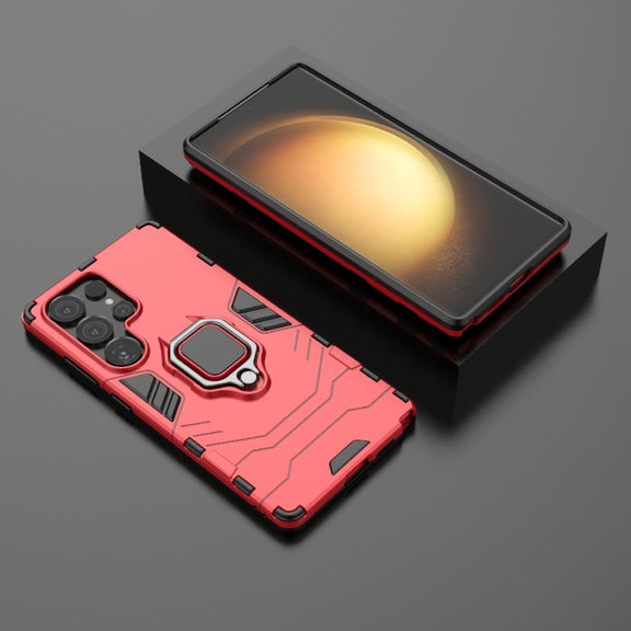 For Samsung Galaxy S25 Ultra 5G PC + TPU Shockproof Protective Phone Case with Magnetic Ring Holder(Red)