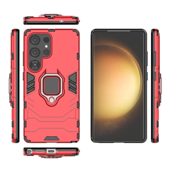 For Samsung Galaxy S25 Ultra 5G PC + TPU Shockproof Protective Phone Case with Magnetic Ring Holder(Red)