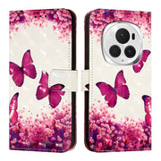 For Honor Magic6 Pro Global 3D Painting Horizontal Flip Leather Phone Case(Rose Butterfly)