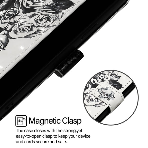 For Honor Magic6 Pro Global 3D Painting Horizontal Flip Leather Phone Case(Skull)