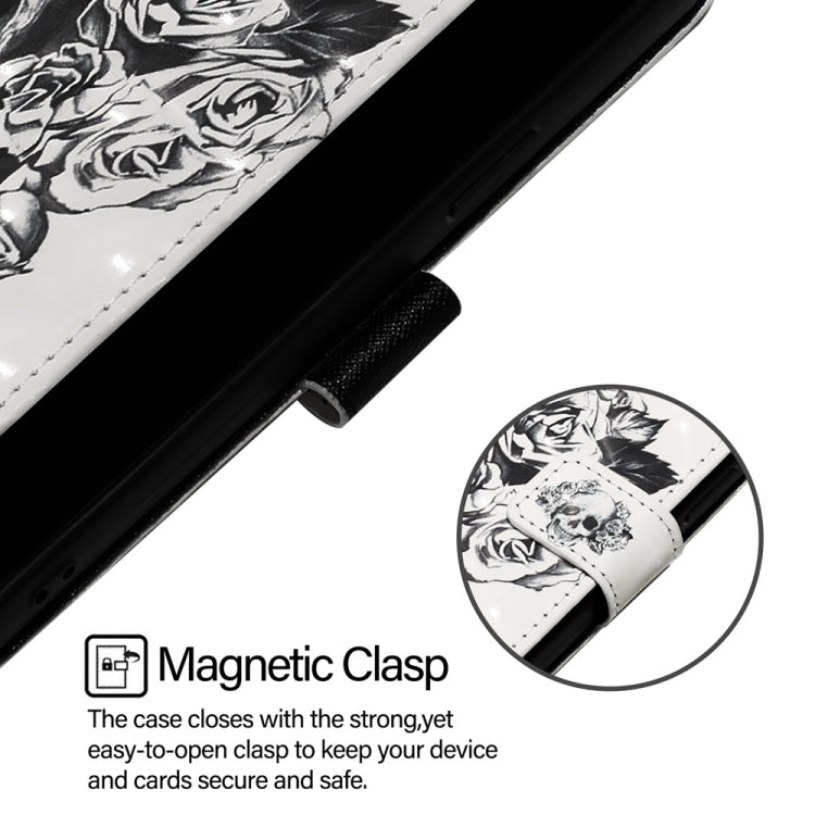 For Honor Magic6 Pro Global 3D Painting Horizontal Flip Leather Phone Case(Skull)