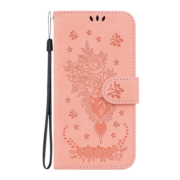 For Redmi K70 / K70 Pro Butterfly Rose Embossed Leather Phone Case(Pink)