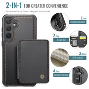 For Samsung Galaxy S24 5G JEEHOOD J05 Business Magnetic Style RFID Leather Phone Case(Black)