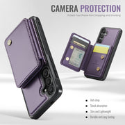 For Samsung Galaxy S24 5G JEEHOOD J05 Business Magnetic Style RFID Leather Phone Case(Purple)