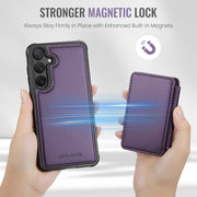 For Samsung Galaxy S24 5G JEEHOOD J05 Business Magnetic Style RFID Leather Phone Case(Purple)