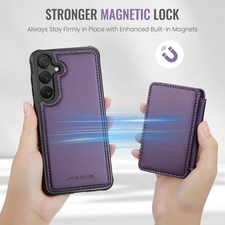 For Samsung Galaxy S24 5G JEEHOOD J05 Business Magnetic Style RFID Leather Phone Case(Purple)