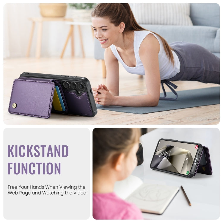 For Samsung Galaxy S24 5G JEEHOOD J05 Business Magnetic Style RFID Leather Phone Case(Purple)