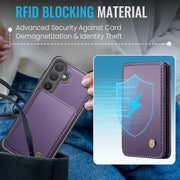 For Samsung Galaxy S24 5G JEEHOOD J05 Business Magnetic Style RFID Leather Phone Case(Purple)
