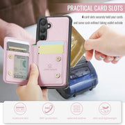For Samsung Galaxy S24 5G JEEHOOD J05 Business Magnetic Style RFID Leather Phone Case(Pink)