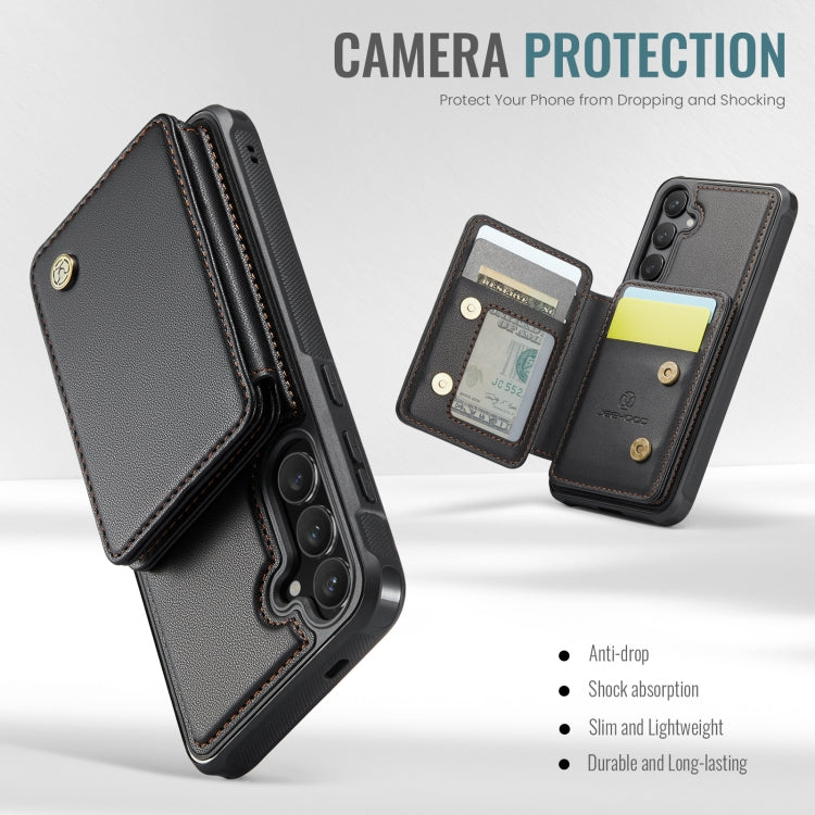 For Samsung Galaxy S24+ 5G JEEHOOD J05 Business Magnetic Style RFID Leather Phone Case(Black)