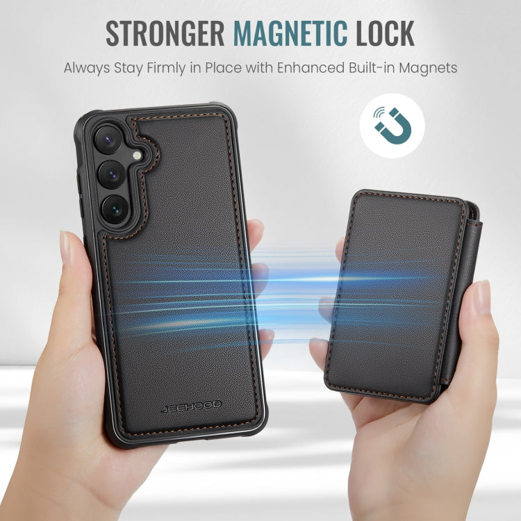 For Samsung Galaxy S24+ 5G JEEHOOD J05 Business Magnetic Style RFID Leather Phone Case(Black)
