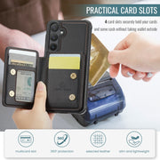 For Samsung Galaxy S24+ 5G JEEHOOD J05 Business Magnetic Style RFID Leather Phone Case(Black)
