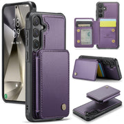 For Samsung Galaxy S24+ 5G JEEHOOD J05 Business Magnetic Style RFID Leather Phone Case(Purple)