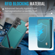For Samsung Galaxy S24+ 5G JEEHOOD J05 Business Magnetic Style RFID Leather Phone Case(Blue Green)
