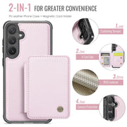 For Samsung Galaxy S24+ 5G JEEHOOD J05 Business Magnetic Style RFID Leather Phone Case(Pink)