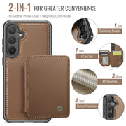 For Samsung Galaxy S24+ 5G JEEHOOD J05 Business Magnetic Style RFID Leather Phone Case(Brown)