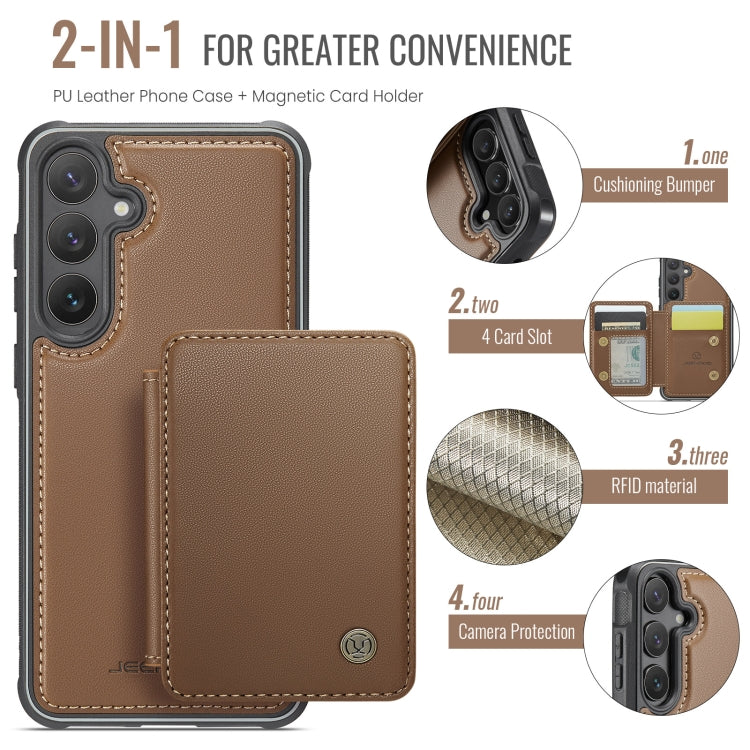 For Samsung Galaxy S24+ 5G JEEHOOD J05 Business Magnetic Style RFID Leather Phone Case(Brown)
