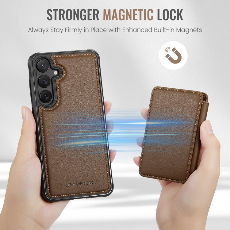 For Samsung Galaxy S24+ 5G JEEHOOD J05 Business Magnetic Style RFID Leather Phone Case(Brown)