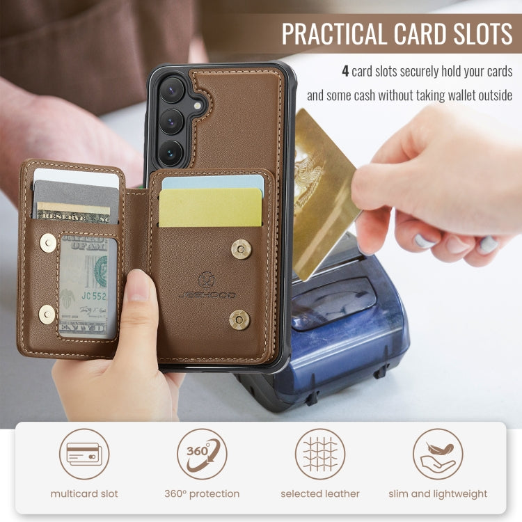 For Samsung Galaxy S24+ 5G JEEHOOD J05 Business Magnetic Style RFID Leather Phone Case(Brown)