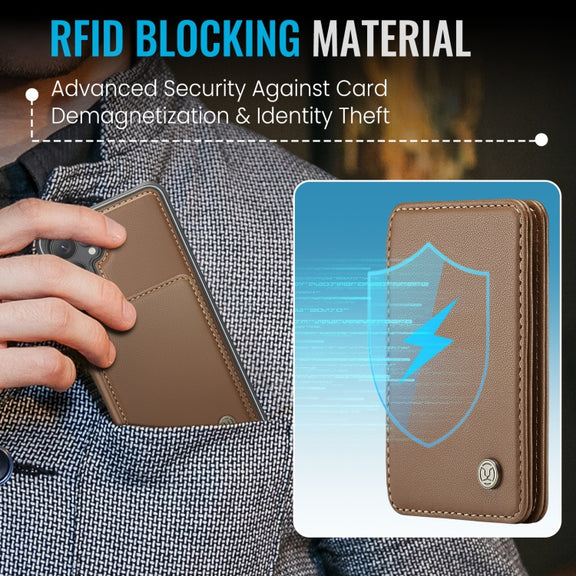 For Samsung Galaxy S24+ 5G JEEHOOD J05 Business Magnetic Style RFID Leather Phone Case(Brown)