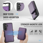 For Samsung Galaxy S24 FE 5G JEEHOOD J05 Business Magnetic Style RFID Leather Phone Case(Purple)