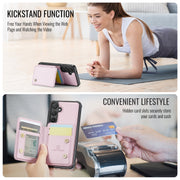 For Samsung Galaxy S24 FE 5G JEEHOOD J05 Business Magnetic Style RFID Leather Phone Case(Pink)