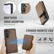 For Samsung Galaxy S24 FE 5G JEEHOOD J05 Business Magnetic Style RFID Leather Phone Case(Brown)