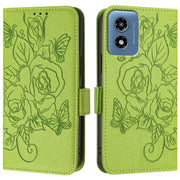 For Motorola Moto G Play 5G / G 5G 2024 Embossed Rose RFID Anti-theft Leather Phone Case(Green)