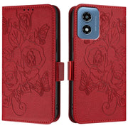 For Motorola Moto G Play 5G / G 5G 2024 Embossed Rose RFID Anti-theft Leather Phone Case(Red)