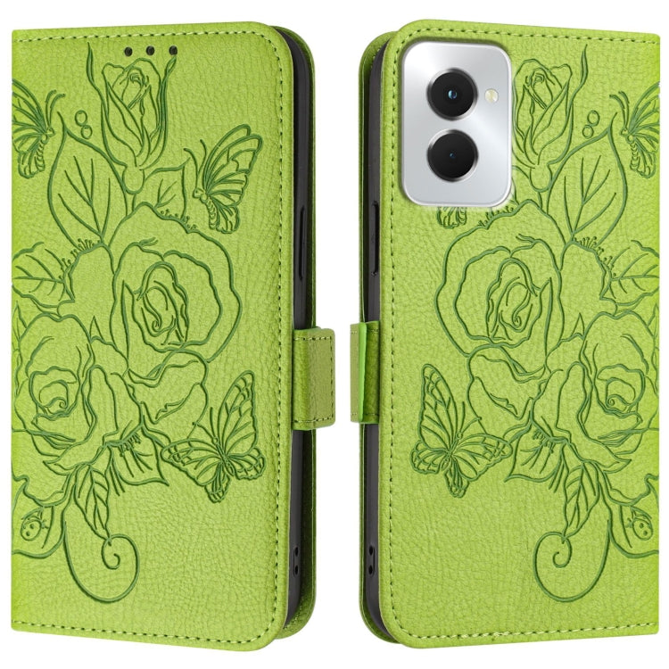 For Motorola Moto G Power 5G 2024 Embossed Rose RFID Anti-theft Leather Phone Case(Green) - free shipping - PMC Jewellery - Order now!