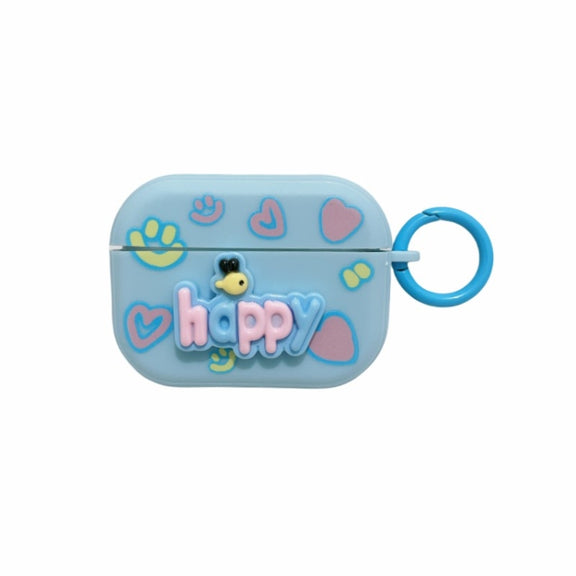 For AirPods Pro 2 Fresh 3D Text Skin Feel Earbuds Box PC Case(Blue)