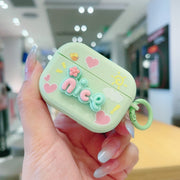 For AirPods Pro 2 Fresh 3D Text Skin Feel Earbuds Box PC Case(Green)