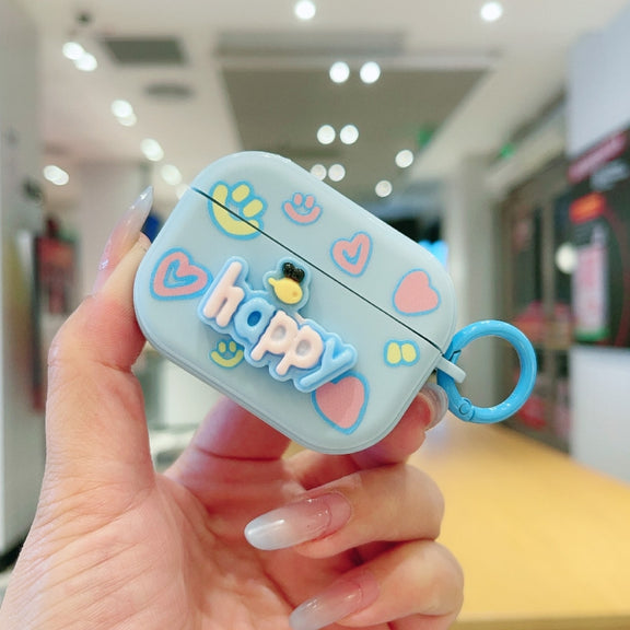 For AirPods Pro Fresh 3D Text Skin Feel Earbuds Box PC Case(Blue)