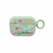 For AirPods Pro Fresh 3D Text Skin Feel Earbuds Box PC Case(Green)