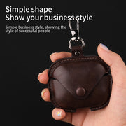 For Redmi Buds 5 / 6S Business Leather Earphone Protective Case with Hook(Light Brown)