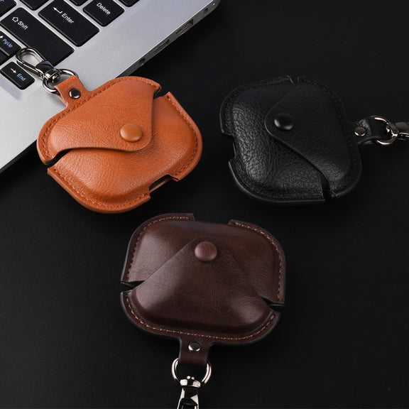 For Redmi Buds 5 Business Leather Earphone Protective Case with Hook(Black)