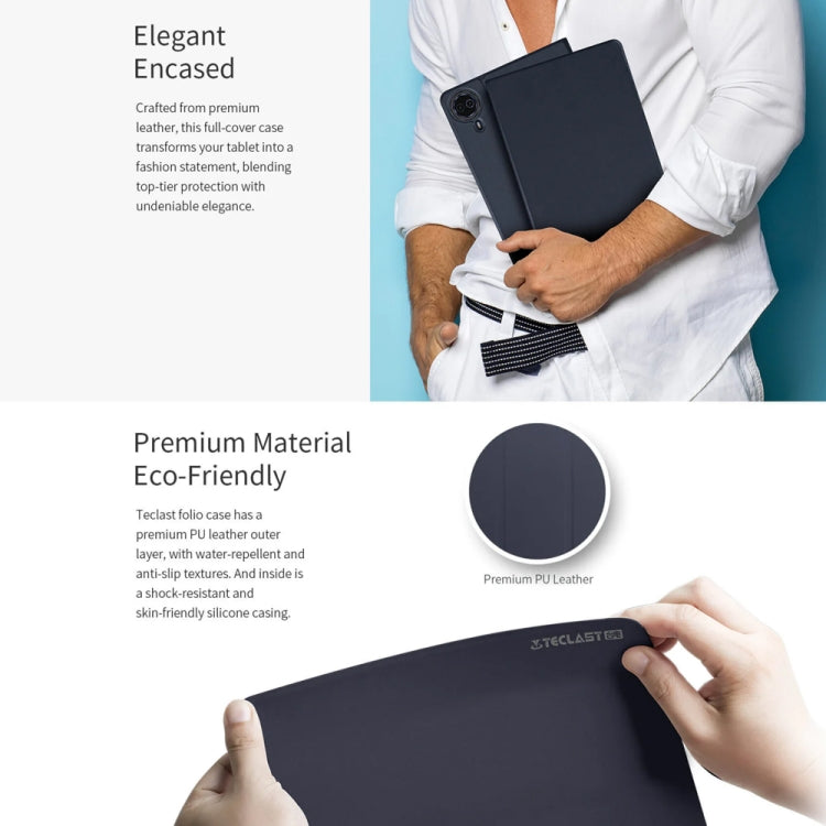 For Teclast T50 HD / T50 Max Anti-slip Texture Smart Tablet Leather Folio Case(Dark Blue) - Teclast by TECLAST | Online Shopping South Africa | PMC Jewellery | Buy Now Pay Later Mobicred