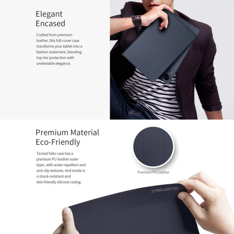 For Teclast T65 Max Anti-slip Texture Smart Tablet Leather Folio Case(Dark Blue) - Teclast by TECLAST | Online Shopping South Africa | PMC Jewellery | Buy Now Pay Later Mobicred