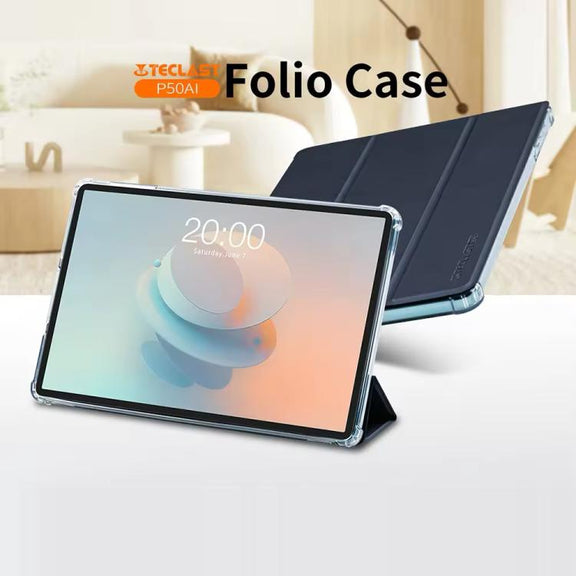 For Teclast P50AI  Anti-slip Texture Smart Tablet Leather Folio Case(Dark Blue)