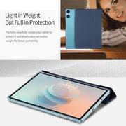 For Teclast P50AI  Anti-slip Texture Smart Tablet Leather Folio Case(Dark Blue)