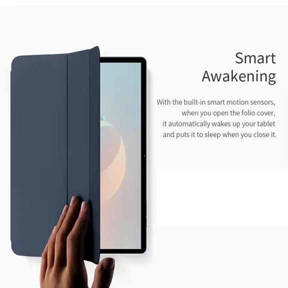 For Teclast P50AI  Anti-slip Texture Smart Tablet Leather Folio Case(Dark Blue)
